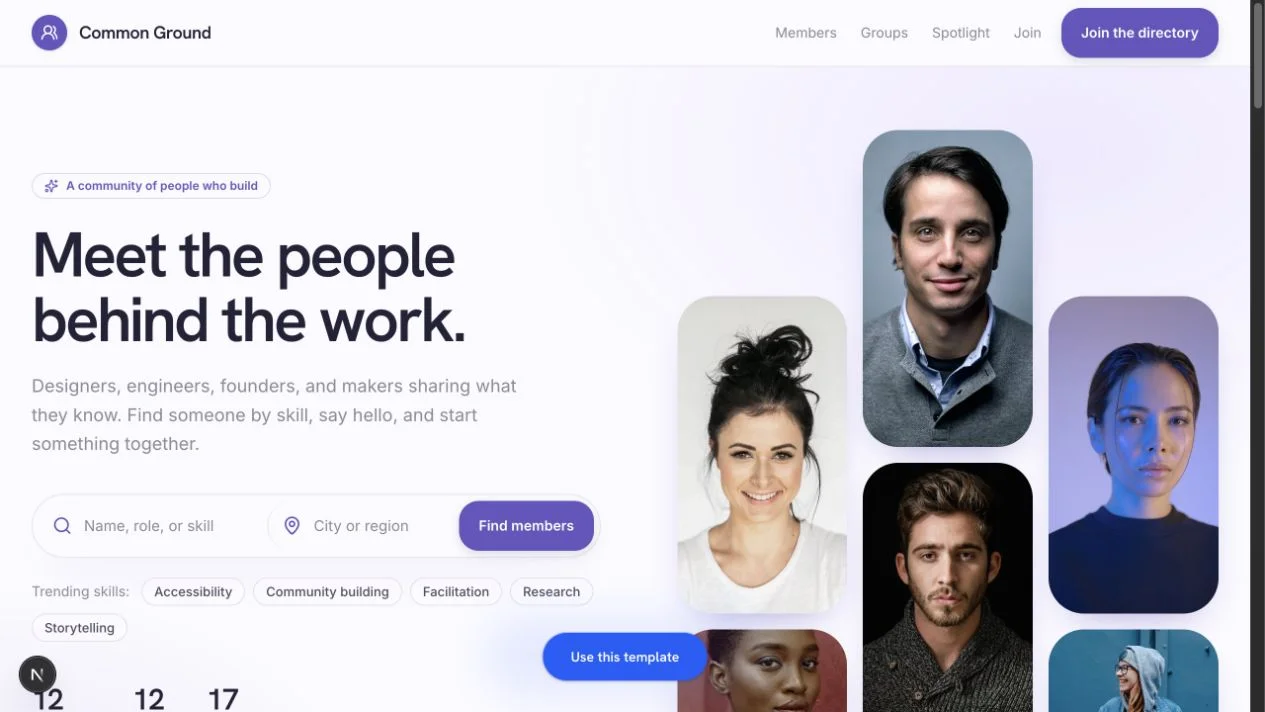 People & members template example site