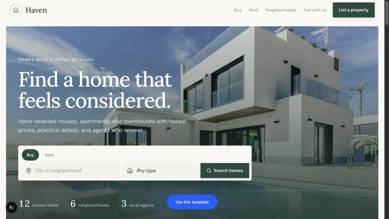 Real estate template example site