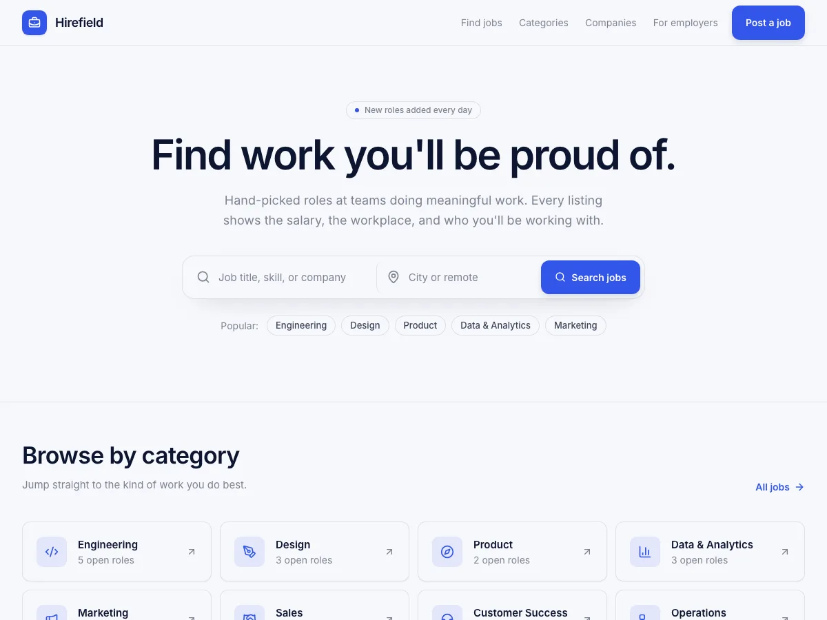 Job board template preview