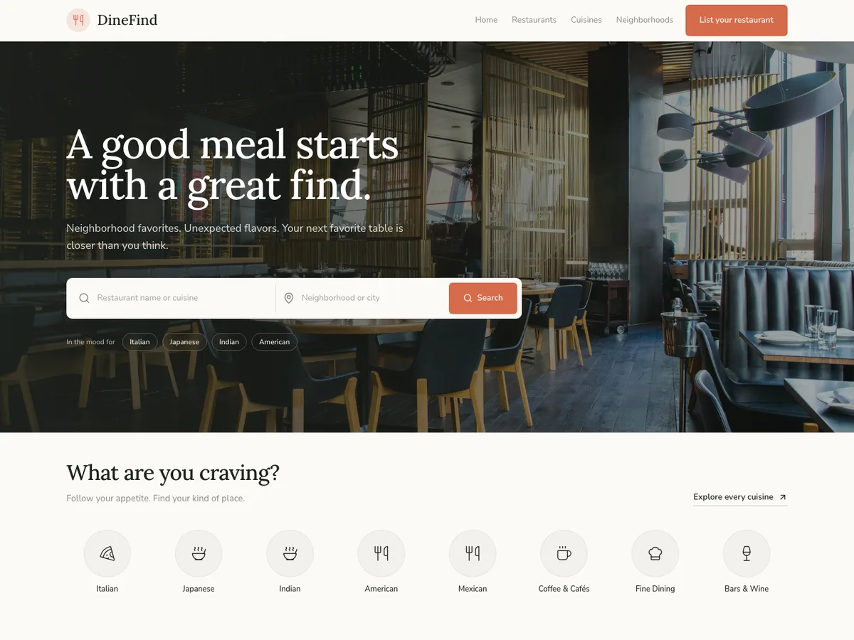 Restaurant template preview